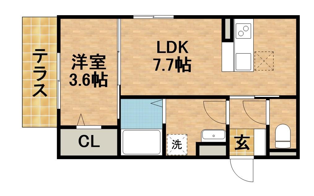 RADIUS V(1DK/1階)の間取り写真