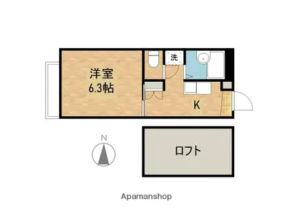 東海道本線 袋井駅 バス乗車時間：11分 浅羽東バス停で下車 徒歩3分 2階建 築26年(1K/2階)の間取り写真