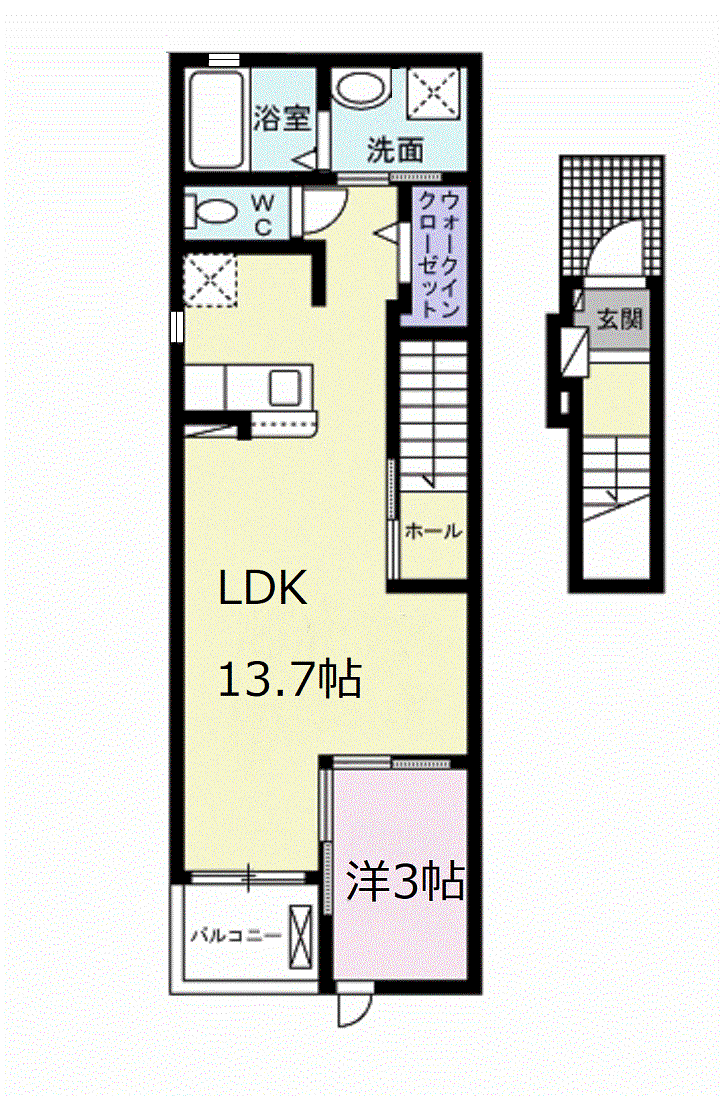 イリゼⅡ(1LDK/2階)の間取り写真