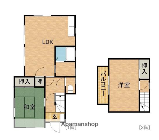 東海道本線 袋井駅 バス乗車時間：19分 下山梨バス停で下車 徒歩6分 2階建 築28年(2LDK)の間取り写真