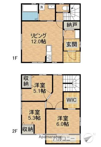 遠州鉄道 助信駅 徒歩7分 2階建 築3年(3LDK)の間取り写真