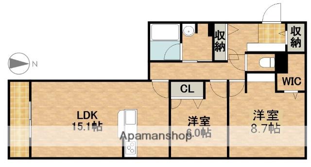 ヘスティア(2LDK/1階)の間取り写真