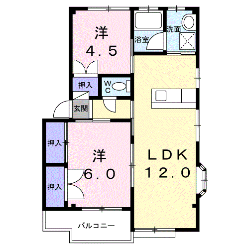 URARA Ⅴ(2LDK/2階)の間取り写真