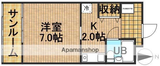 元魚ロイドアパートB棟(1K/1階)の間取り写真