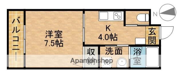 アーバンヒルズ元浜(1K/1階)の間取り写真