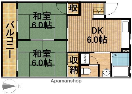 コーポことぶき(2DK/1階)の間取り写真