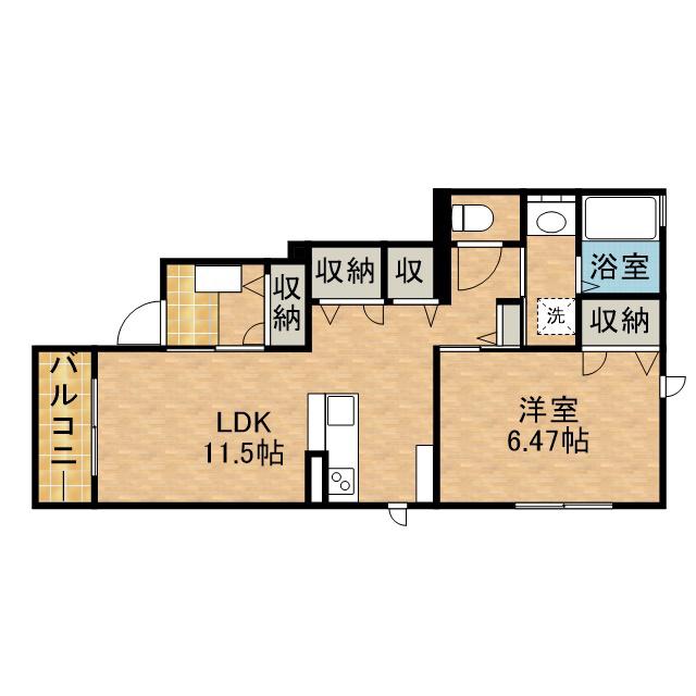 ルリアン縁(1LDK/1階)の間取り写真