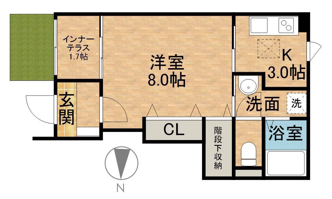 ひまわり(1K/1階)の間取り写真