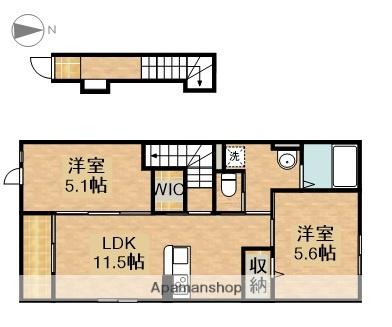 ルナ白羽(2LDK/2階)の間取り写真