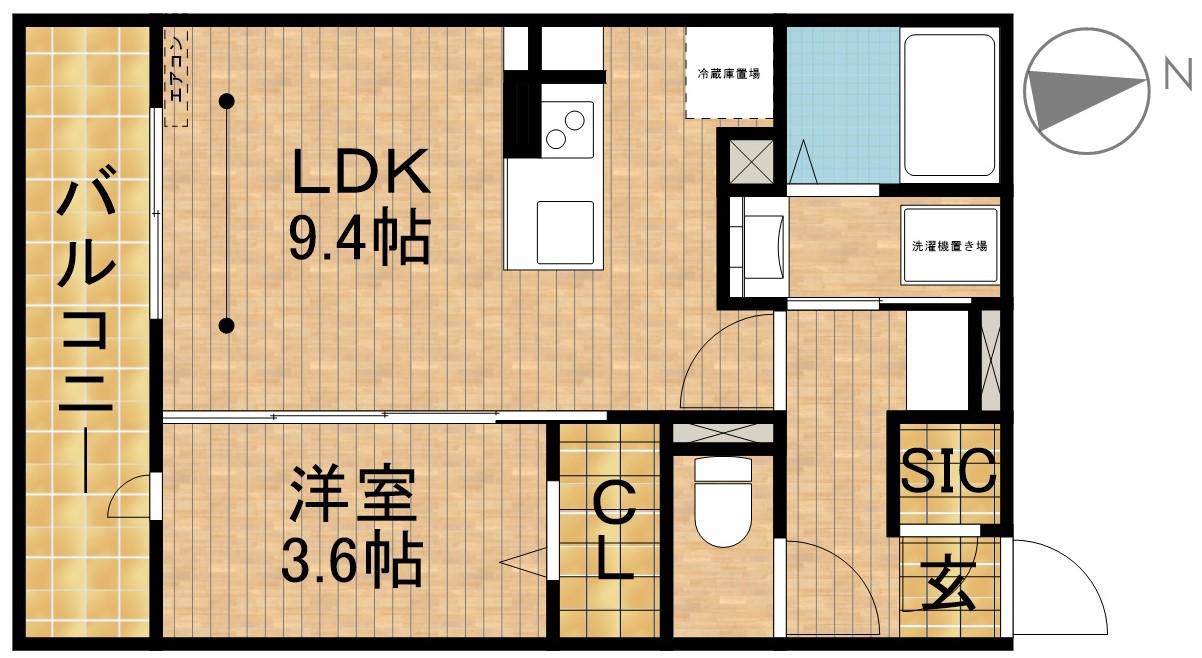 D-ROOM下池川町(1LDK/3階)の間取り写真