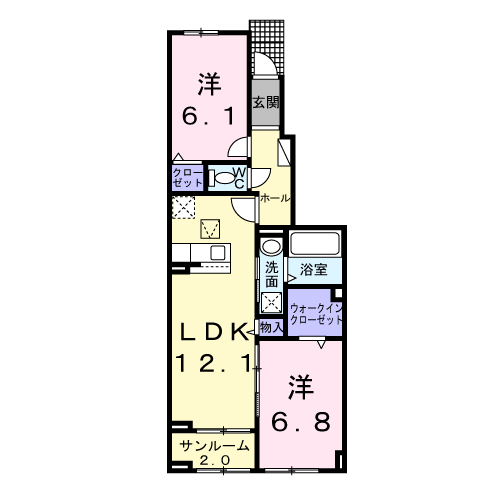 アルバ 涼(2LDK/1階)の間取り写真