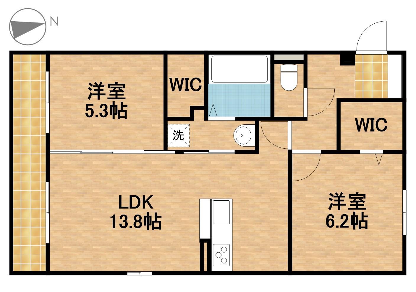 シリウス(2LDK/1階)の間取り写真