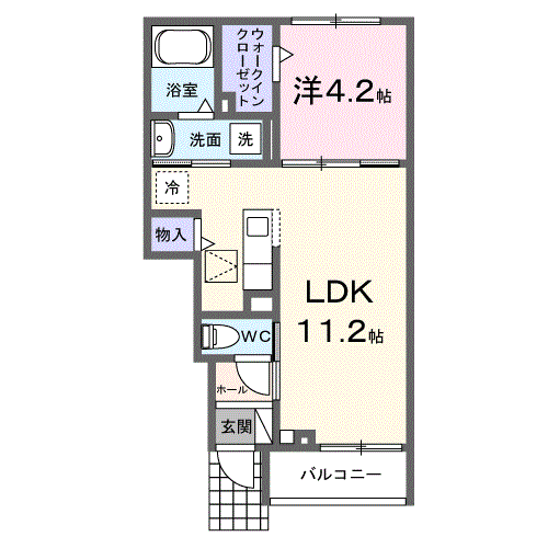 ヒカルサ藤枝茶町Ⅰ(1LDK/1階)の間取り写真