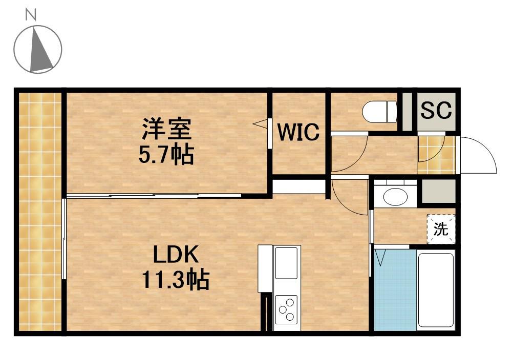 ニューヴィレッジⅡ(1LDK/3階)の間取り写真