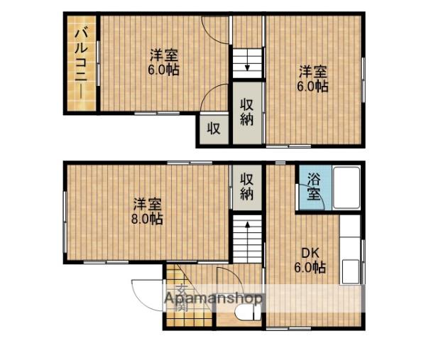 東海道本線 焼津駅 徒歩14分 2階建 築44年(3DK)の間取り写真