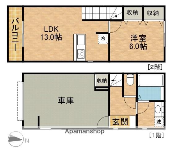 東海道本線 浜松駅 バス乗車時間：13分 阿弥陀南バス停で下車 徒歩1分 2階建 築1年(1LDK)の間取り写真