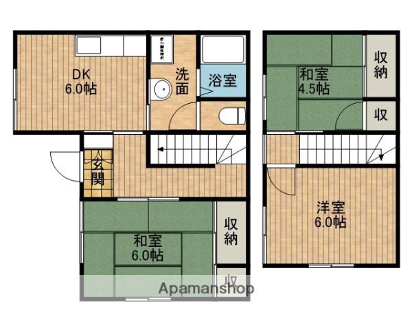 東海道本線 焼津駅 バス乗車時間：25分 ディスカバリーパークバス停で下車 徒歩7分 2階建 築49年(3DK)の間取り写真