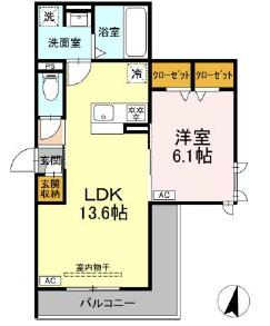 D-HILLS子安Ⅲ(1LDK/2階)の間取り写真