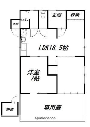 遠州鉄道 曳馬駅 徒歩83分 1階建 築44年(1LDK)の間取り写真