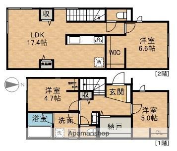 東海道本線 浜松駅 バス乗車時間：21分 阿弥陀バス停で下車 徒歩1分 2階建 築2年(3SLDK)の間取り写真