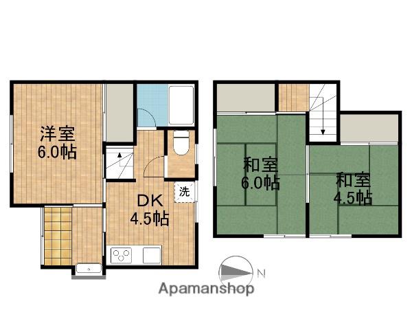 東海道本線 磐田駅 バス乗車時間：11分 茨木バス停で下車 徒歩8分 2階建 築38年(3K)の間取り写真
