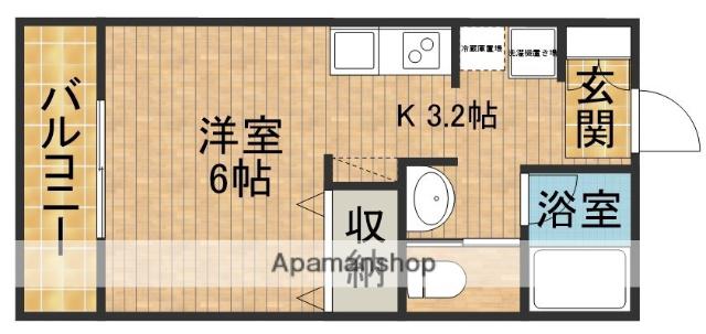 クロスハーモニー(ワンルーム/2階)の間取り写真