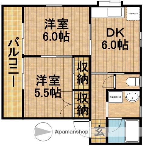 クローバーA(2DK/2階)の間取り写真