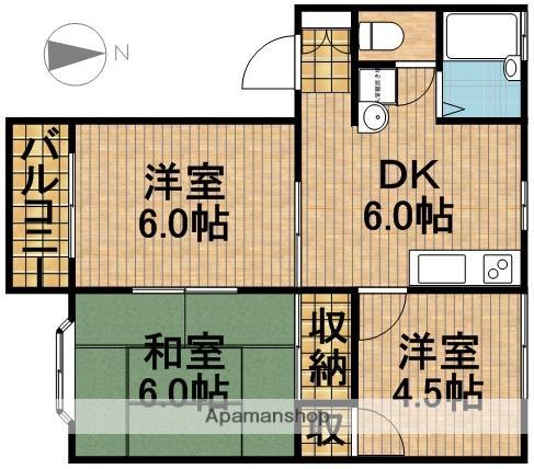 ファミール平野(3DK/2階)の間取り写真