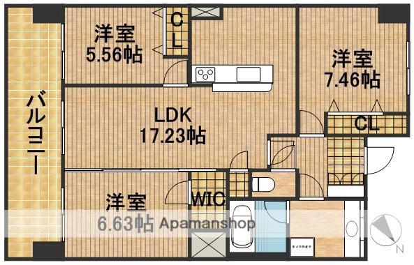 ディーグランセ鴨江(3LDK/6階)の間取り写真
