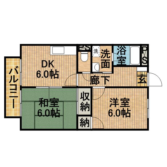SURPLUSとまり木(2DK/2階)の間取り写真