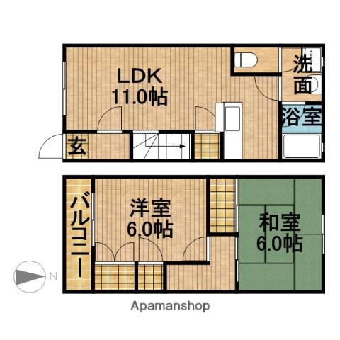 メゾネット城下Ⅰ(2LDK)の間取り写真