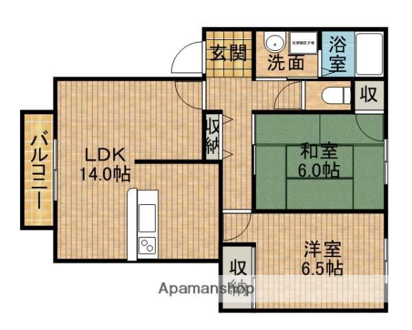 メゾン昴(2LDK/2階)の間取り写真