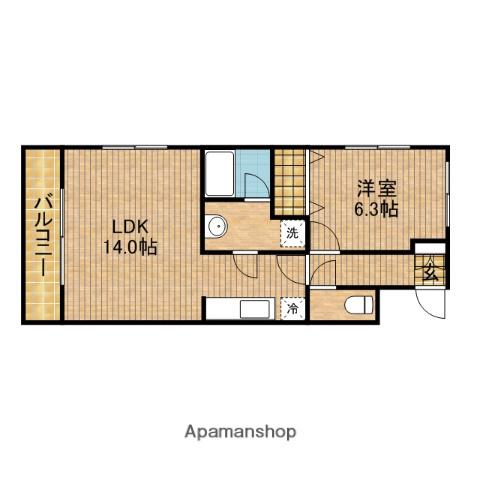 東亜 Ⅱ(1LDK/2階)の間取り写真