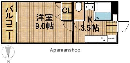 グランドソレーユ大瀬(1K/2階)の間取り写真