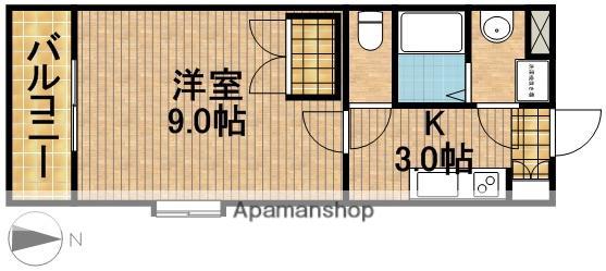 プロムナードⅠ(1K/2階)の間取り写真