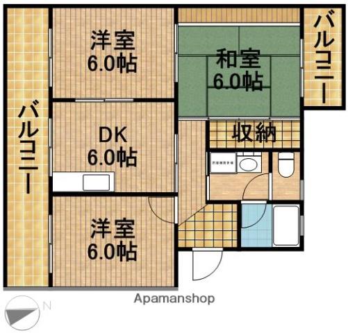 コア西伊場(3DK/2階)の間取り写真