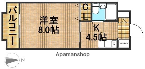 メゾン池の沢(1DK/4階)の間取り写真
