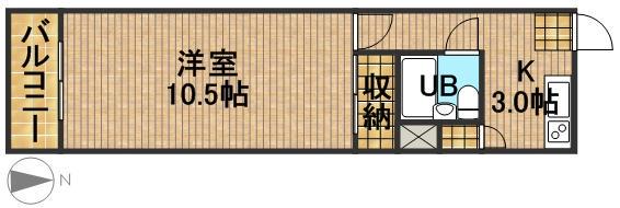 アビタ08(1K/1階)の間取り写真