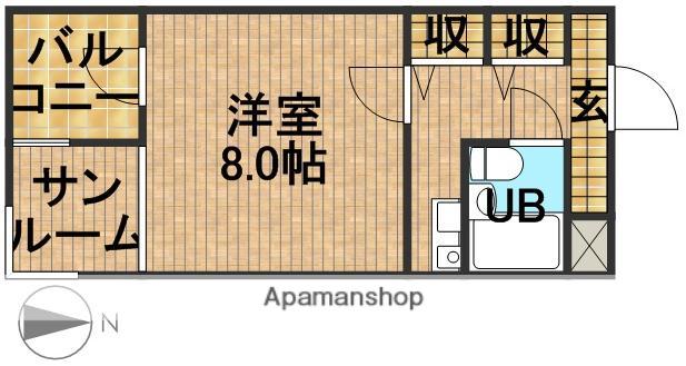 上島メロウハウス(1K/1階)の間取り写真