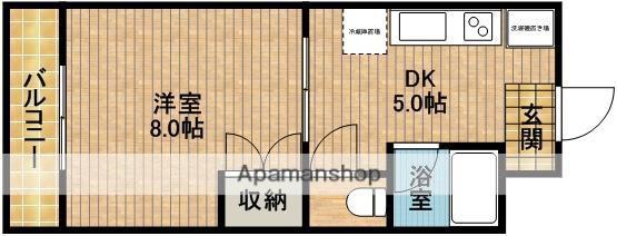 フレンドシティⅡ(1DK/2階)の間取り写真