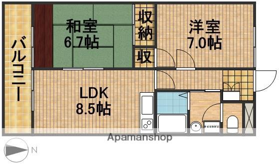 ハミング弥生(2DK/3階)の間取り写真