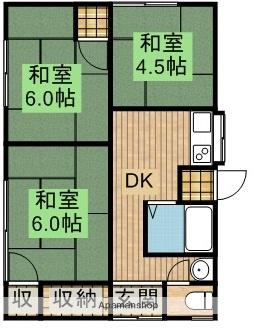 東海道本線 浜松駅 バス乗車時間：22分 小池南バス停で下車 徒歩8分 1階建 築44年(3K)の間取り写真