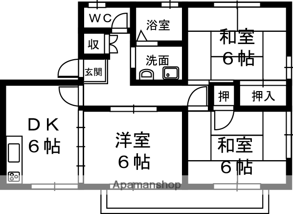 ソレアードIIDAⅡ(3DK/1階)の間取り写真