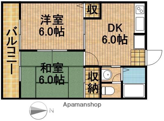 メゾン伍番館(2DK/2階)の間取り写真