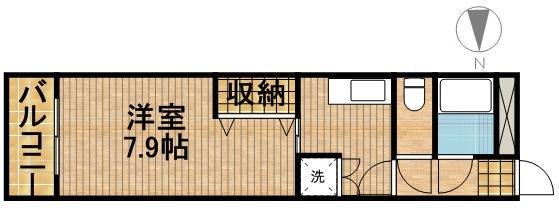 ハイツホウジョウ(1K/2階)の間取り写真