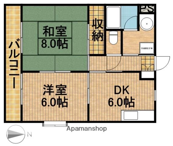 マンションハーヴェストⅡ(2DK/4階)の間取り写真