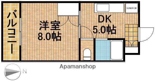 ジュネスタウン(1DK/4階)の間取り写真