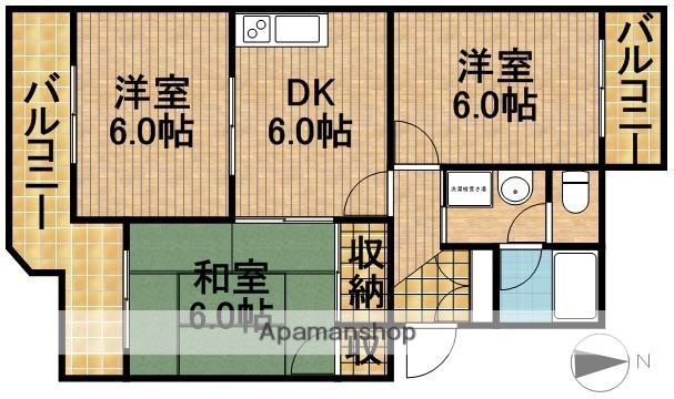 YUYUハイツⅡ(3DK/1階)の間取り写真