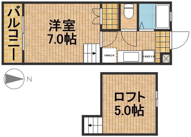 ビバリーハウス早出B(1K/2階)の間取り写真