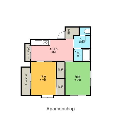 リバティーみやにし(2DK/1階)の間取り写真